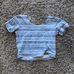 Blue Pattern Crop Top